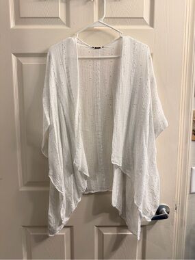 White Open Front Lightweight Drape Cardigan